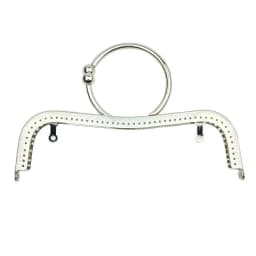 LIONSEN 22cm Big Ring Metal Purse Frame Handle Clutch Bag Accessories DIY Kiss Clasp Lock Bronze Embossing M-shaped HandBag
