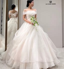 SONDR Off Shoulder Organza Customized Tiered  Elegant Wedding Dresses Ivory Korea Simple Brides Gowns Women Bridal Dresses