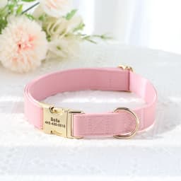 Personalized PU Leather Dog Collar Free Engraved Pet Collars Customized ID Name Necklace For Small Medium Large Dogs 9 Colors