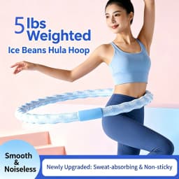 Ice Bean Cooling Weighted Hula Hoop 3-5 LBS Fat Burning Waist Slimming Silent Fitness Hoop for Summer Workout