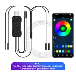 Car RGB LED Ambient Light Strip USB Fiber Optic Atmosphere Car Neon Interior Light Strip Center Console Door Decoration Lamp