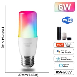 RGB Smart LED Bulb Dimmable Tuya Gu10 C37 A60 T37 E14 E27 B22 Light Wifi Magic Lamp AC 110V 220V Works with Alexa Google Home