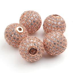 3pcs Micro Pave Zirconia Beads Round Geometry Metal Cubic Zircon Beads for DIY Bracelet Necklace Design Jewelry Crafts Making