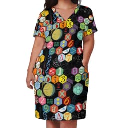 Math Lessons Print Dress V Neck Geometry Kawaii Dresses Woman Street Wear Print Casual Dress With Pockets Plus Size