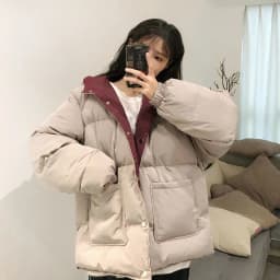 Two-sided Wear Cotton-padded Jacket Korean Winter Coat Women Thickened Parka Hooded Down Cotton Coat Windproof Puffer Jacket New