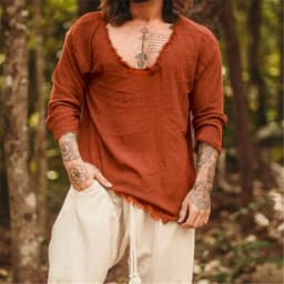 Spring-and-Summer-Men's-Viking-Style-Summer-Shirts-for-Beach-Wear-Casual-Shirts-Pure-Fake-Cup-shaped-Long-Sleeved-V-neck-Tops