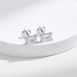 MODIAN 925 Sterling Silver Shinning Clear Cubic Zirconia Stud Earrings For Women Simple Daily Office Wedding Engagement Jewelry
