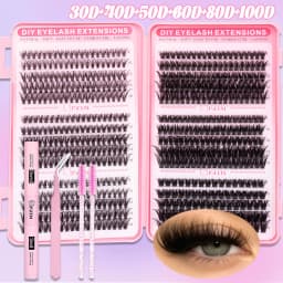 Individual Lash Extensions Kit Wispy Eyelash Clusters Mix Styles Thick D Curl Lashes Clusters DIY Use Reuseable