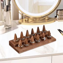 12 Fingers Wood Ring Stand Lightweight for Craft Fairs Showcase for Dressing Table Counter Shops Retail Stores Show Home