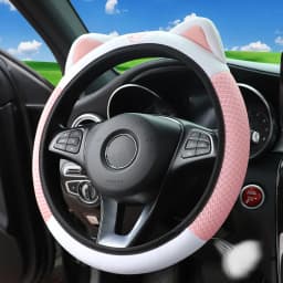 1 Breathable Mesh Cloth Cute Kitten Car Without Inner Ring Steering Wheel Cover Fits 14.5-15 Inch Automotive Supplies