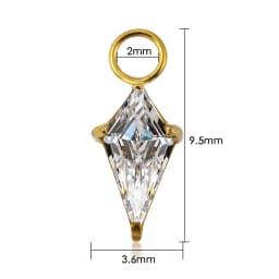 Right Grand ASTM F136 Titanium Small Kite Cubic Zirconia Charm for Lobe Ear Piercing Huggie Hoop Earrings
