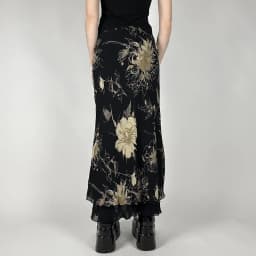 Goth Dark Y2K Aestheics Double Layer Mesh A-line Skirt Women Fashion Florals Print Slim Skirts Fairy Streetwear Gothic Bottoms