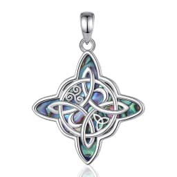 Eudora original 925 Sterling Silver Witch Knot Necklace for Men Women Natural Abalone Witchcraft Amulet Pendant Wicca Jewelry