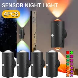 4/2/1 PCS Motion Sensor Smart Light, Dimmable LED Night Lamp, RGB Gradient Ambient Light, Rechargeable Wall Sconce Light Sensor