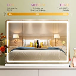 JHK LED Vanity Mirror with Lights Aluminum Frame Bathroom Mirror Dimmable 3 Color Modes Makeup Mirror Memory Function Bedroom