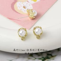 10pcs Pearl Stud Earrings Settings Handmade Roun Hollow Love Heart Earrings Connectors for DIY Jewelry Making Findings