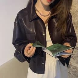 New Buckle Women's Short PU Leather Jacket Motorcycle Style Spring Autumn Winter Fashion Hong Kong Style Commute Wind