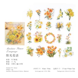 40 Pcs Fresh Flower PET Sticker Pack Aesthetic Hand Accounting Transparent Decoration Scrapbooking Stationery Supplies for Kids