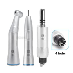 WRC Dental Inner Channel Low Speed Handpiece Set 1:1 Direct Drive Fiber Optic Contra Angle Straight Handpiece Air Motor 40000rpm