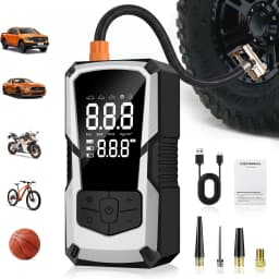 Portable Tire Inflator 150PSI, 3X Faster Wireless Air Pump, Digital Display, LED Light, USB Charging for Car, Moto, Bike, Ball