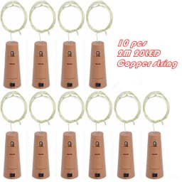 10pcs 2M 20LED Lamp Cork Shaped Bottle Stopper Light Glass Wine LED String Lights For Bar Xmas Wedding Home Decoration 9 Colors