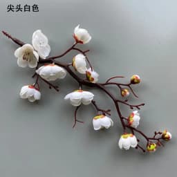 Cherry Red Plum Blossom Silk Artificial Flowers Plastic Branch for Wedding Home Decor Interior Decoration Foam Berry Fake Flower