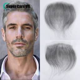 0.06mm Brown Straight Man Toupee V Style Frontal Hairline For Men 15cm Human Hair Ultra Thin Skin PU Men's Capillary Prosthesis
