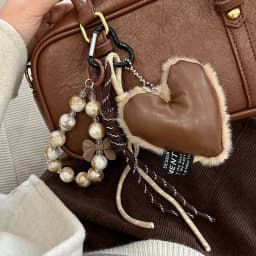 Modern Leather Bow Design Keychain Bag Decors Coffee Colored Fashion Bag Pendant Charm Ornament Women Hanging Accessory