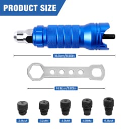 Pull Rivet Gun 2.4mm 3.2mm 4.0mm 4.8mm 6.4mm Aluminum Alloy Rivet Gun, Electric Rivet Gun Converter, Home Cordless Riveting Tool