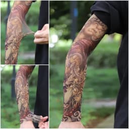 Ultra thin seamle Tattoo Flower Arm For Men Women Cool Travel Cycling Elastic Scratch Resistant Sunscreen Arm Sleeves Accessorie