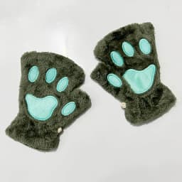 Cartoon Winter Gloves Women's Bear Plush Cat Paw Claw Gloves Cute Short Fingerless Fluffy Bear Claw Mittens For Girls Gift Party