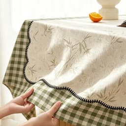 Green Retro Plaid Waterproof Tablecloth High-Quality Pvc Oil-Proof Table Mat for Living Room No-Wash Dining Aesthetic Room Decor