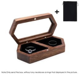 Blank Walnut Jewelry Storage Ring Box Engagement and Wedding Ring Holder Gift for Couples, Brides, and Grooms Ring Box With Bag