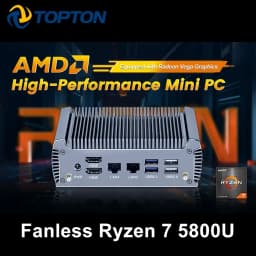 NEW Fanless AMD Mini PC FU02 Ryzen 9 4950U 7 7730U 5825U 4700U Windows 11 Gaming Computer Dual LAN Firewall 2*HDMI2.0 NVMe DDR4