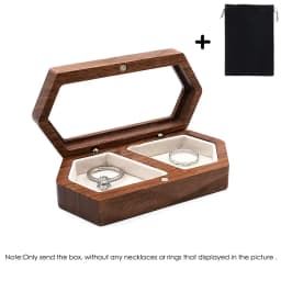 Blank Walnut Jewelry Storage Ring Box Engagement and Wedding Ring Holder Gift for Couples, Brides, and Grooms Ring Box With Bag