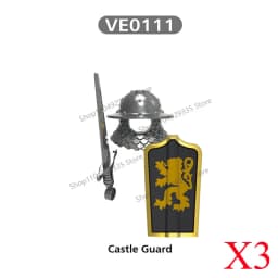 Medieval Military Castle Black Hawk Knight Building Blocks Gothic Cavalry Armor Shield Axe Soldier Figure Accessories Bricks Toy