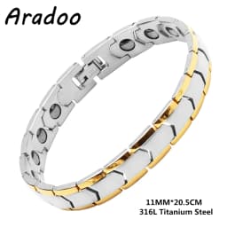 Titanium Steel Hematite Therapy Bracelets Arrow Design Men's Magnetic Link Bracelet