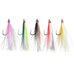 10/20/30PCS Bucktail Teasers fishing hook 3D eyes Flash line fly tying for Flounder jig hook hi/lo rig for Salmon fishing tackle