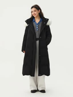 DUSHU Plus Size Mountain Ridge Down Jacket Women Stand Collar Hooded Long Puffer Coat 2026 Winter New Windproof Warm Outerwear