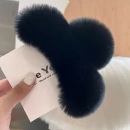 Natural Rex Rabbit Fur Big Crab Hair Clip for Girls Rabbit Hair Claw Clips Cute Ponytail Women's Barrettes Fluffy Hair Crab