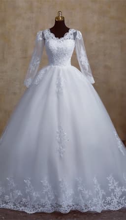 Y&M V Neck Full Sleeve Customized Plus Size Vestido De Noiva 2026 Wedding Dress Long Train or Floor Appliqe Bridal Tulle Mariage