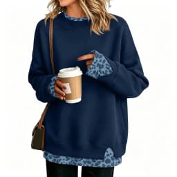 Crew Neck Sweatshirts Women Cute Long Sleeve Oversized Sweatshirt Plaid Pullove In Layered Tunic Leopard Print Zip up Hoodie