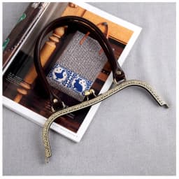 KISSDIY 2PCS PU Leather Handle Carved M Shape 27 CM Big Size Women Clutch Bag Metal Clasp Female Purse Frame