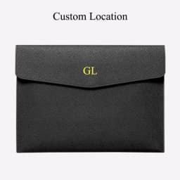 A4 File Folder PU Leather Document Holder Waterproof Portfolio Envelope Folder Case Magnetic Button Customized Initials
