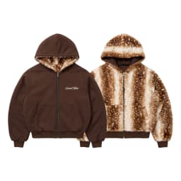 Y2K Retro Bambi Zip Sweatshirt Faux Fur Deer Pattern Reversible Hoodie Black Elegant Mori Embroidery Streetwear Women Boxy Coat