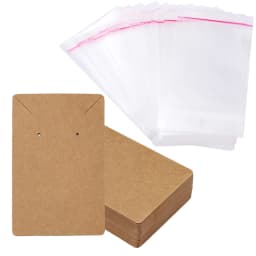 50/100pcs Earring Holder Cards and Clear Self-Sealing Bags Set Paper Display Cards for Necklaces Stud Earrings Jewelry Packaging