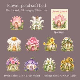 Journal GO 10pcs Fairy Tale Forest House Stickers, Vintage Mushroom Teapot Cottage Decal for Scrapbooking Journaling & Craft DIY