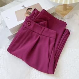JOEVILU Women's High Waist Straight Ankle Pants Summer Minimalist Office Pants Fluid Silky Tapered Trouser Multi Options Clothes