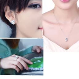 Real Pearl ring Necklace Earrings For Women,Natural Freshwater White Pearl Jewelry Set 925 Sterling Silver Jewelry Sets Gift