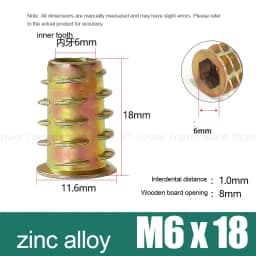 10-100Pcs M4 M5 M6 M8 M10 Zinc Alloy Thread for Wood Insert Nut Flanged Hex Drive Head Furniture Nuts Selection Length 6-30mm